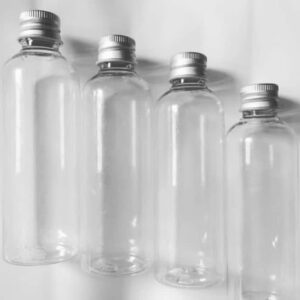 Transparent Plastic Bottles with Metallic Cover (12pcs/pack)