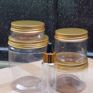 Clear Acrylic Jar with Gold Aluminium Lid